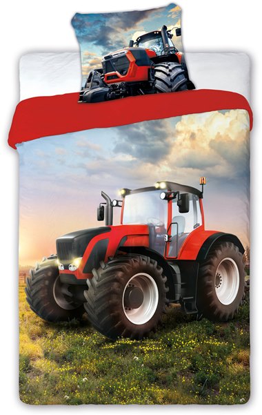 FARO Povlečení Traktor červený bavlna 140x200 70x90