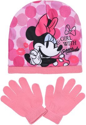 SUN CITY Čepice rukavice Minnie Mouse Girl sada 2ks Barva: RŮŽOVÁ 52