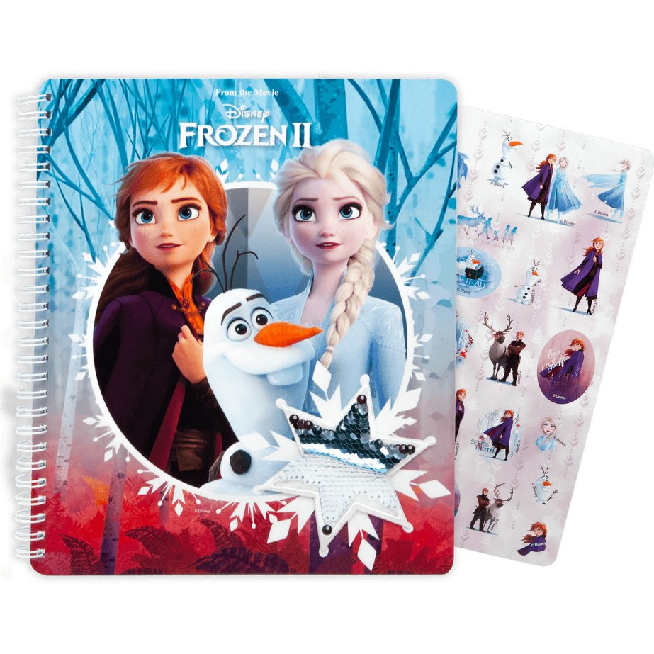 TOYCOMPANY Kroužkový blok Frozen 2 Ledové království s flitry + samolepky 20x24cm