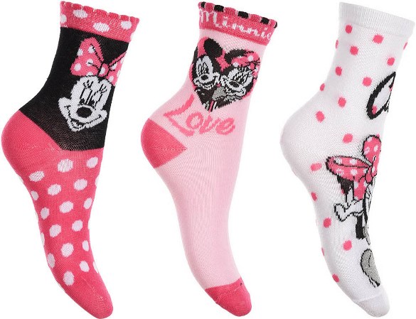 SUN CITY Dětské ponožky Minnie Mouse sada 3 páry vel. 31/34 Velikost: 31/34