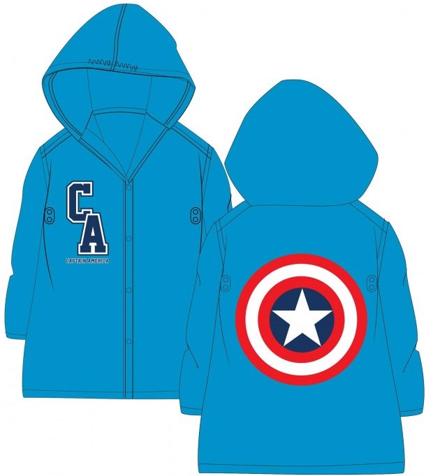 EPLUSM Dětská pláštěnka Avengers Captain America modrá Velikost: 98/104 (4 roky)