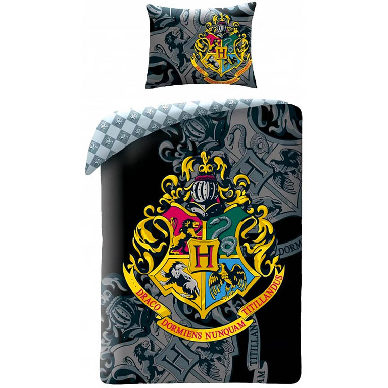 HALANTEX Povlečení Harry Potter Bradavice erb Black bavlna 140x200 70x90