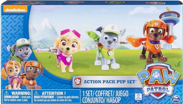 SPIN MASTER Akční figurky Paw Patrol s odznaky na tričko sada 6ks - Skye, Rocky, Zuma