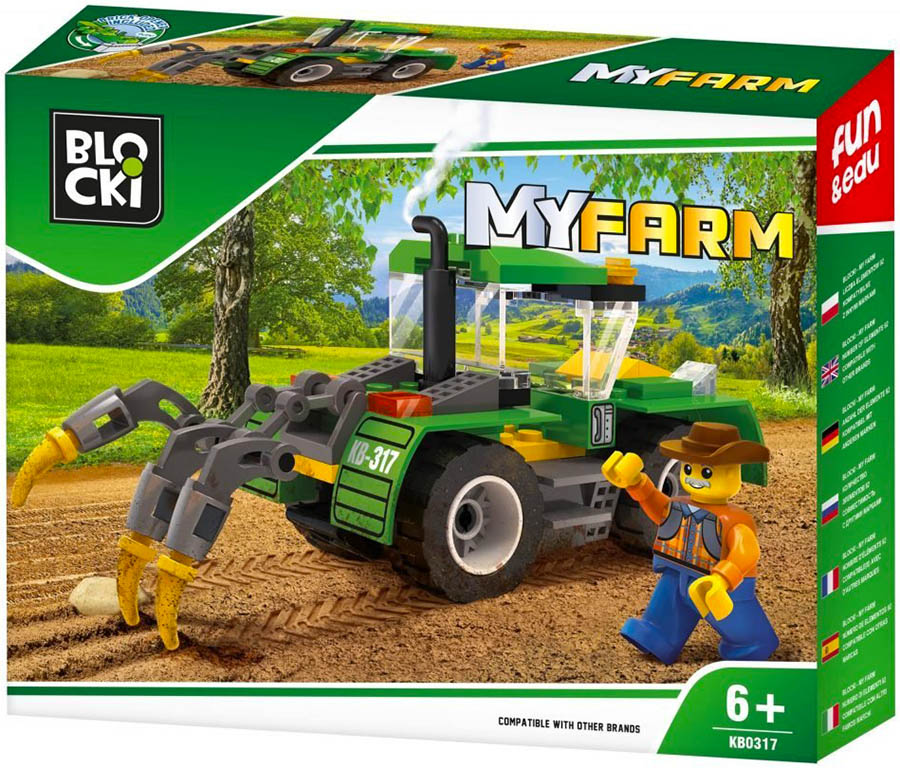 Blocki stavebnice MyFarm farma Traktor s oracím pluhem kompatibilní 85 dílů