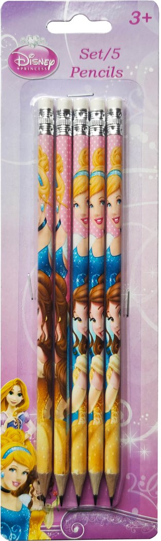 W&O Tužky s gumou Disney Princess princezny sada 5ks