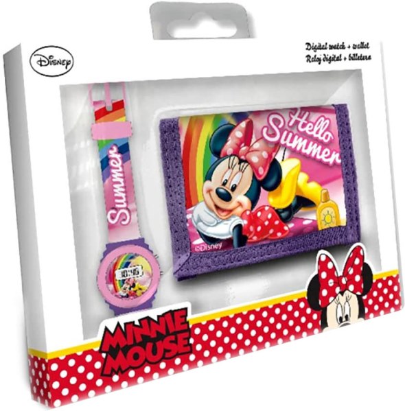 EUROSWAN Dárkový set hodinky a peněženka Minnie Mouse Summer