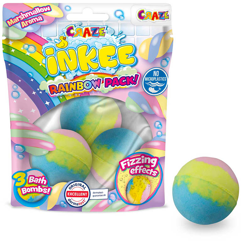 CRAZE INKEE Duhová šumivá vodní bomba s vůní sada 3ks