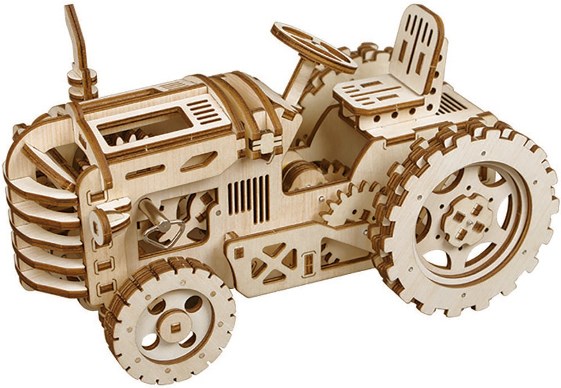 Robotime 3D dřevěné mechanické puzzle Traktor 135 dílků