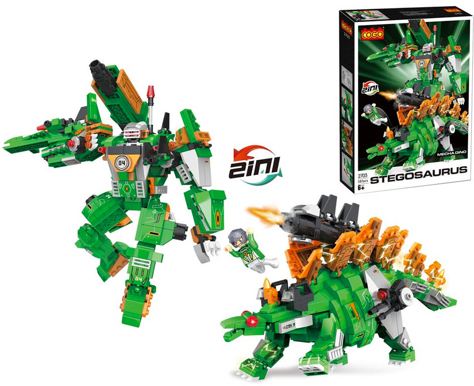 COGO stavebnice Mecha Dino - Transformers Stegosaurus 2v1 kompatibilní 547 dílů