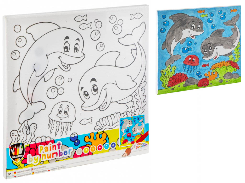 GRAFIX Malování podle čísel pro děti - Delfíni 30x30