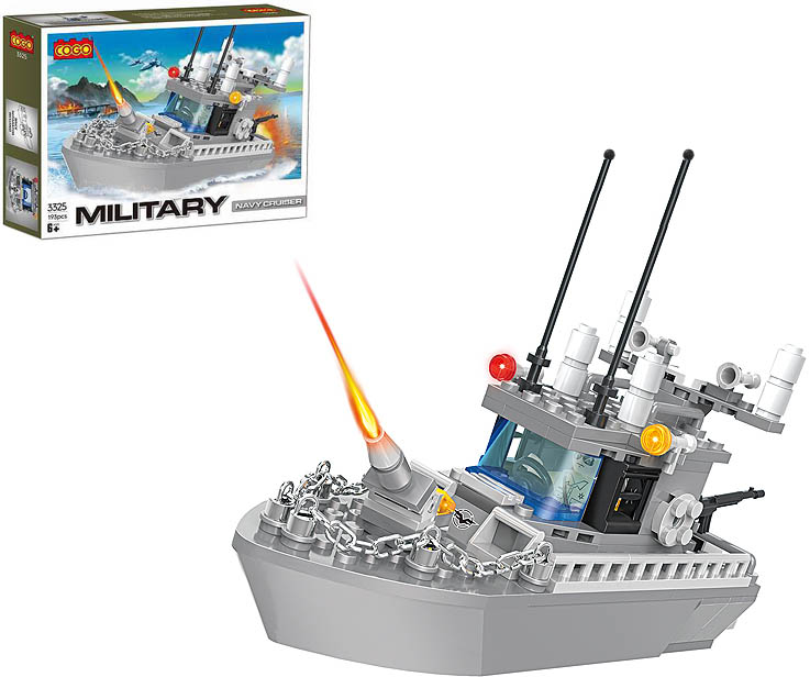 COGO stavebnice Military Hlídkový člun kompatibilní 193 dílů