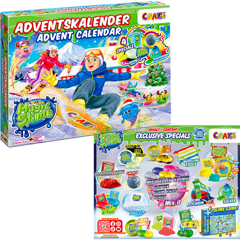 CRAZE Kreativní Adventní kalendář Magic Slime - magický sliz