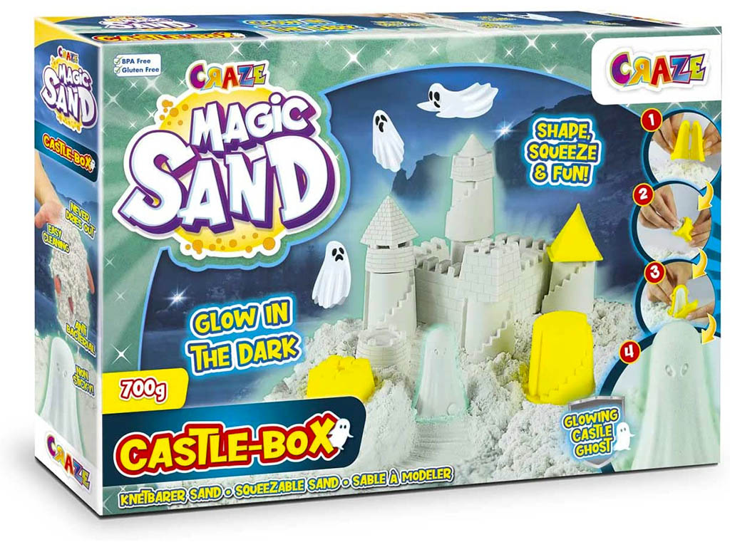 CRAZE Světélkující kinetický písek Magic Sand sada Strašidelný zámek