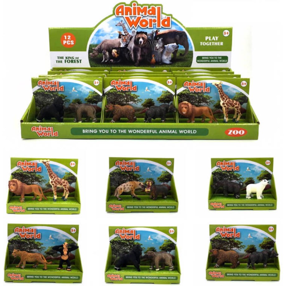 ANIMAL WORLD Figurky divoká zvířata sada 2ks DESIGN: LEV + ŽIRAFA