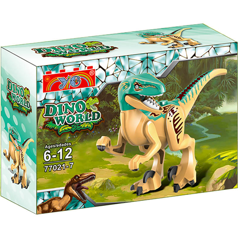 DINO WORLD Figurka Jurský park Velociraptor béžový kompatibilní 12cm