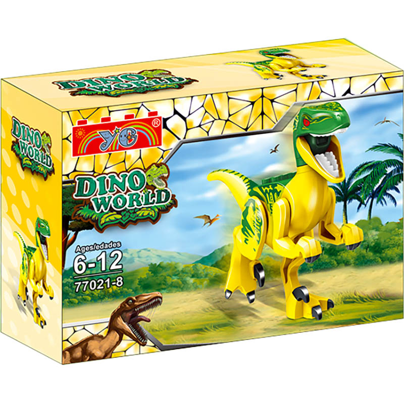 DINO WORLD Figurka Jurský park Velociraptor žlutý kompatibilní 12cm