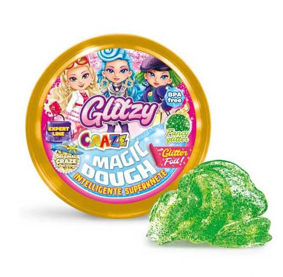 CRAZE Modelovací hmota Magic dough Expert Glitzy třpytivá 70g Barva: SVĚTLE ZELENÁ