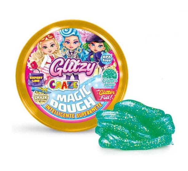 CRAZE Modelovací hmota Magic dough Expert Glitzy třpytivá 70g Barva: TMAVĚ ZELENÁ