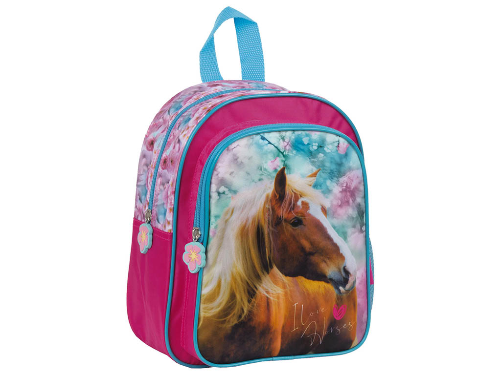 DERFORM Dětský batoh Koně 29cm růžový
