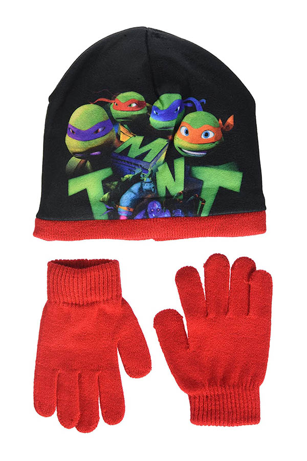 SUN CITY Čepice rukavice Želvy Ninja TMNT sada 2ks Barva: ČERVENÁ, Velikost: 52