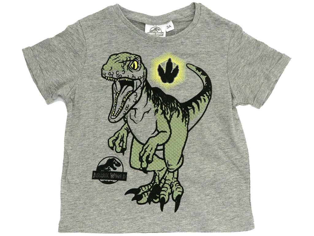 SUN CITY Dětské tričko Jurský svět Dinosauři T-rex šedé Velikost: 104 (4 roky)