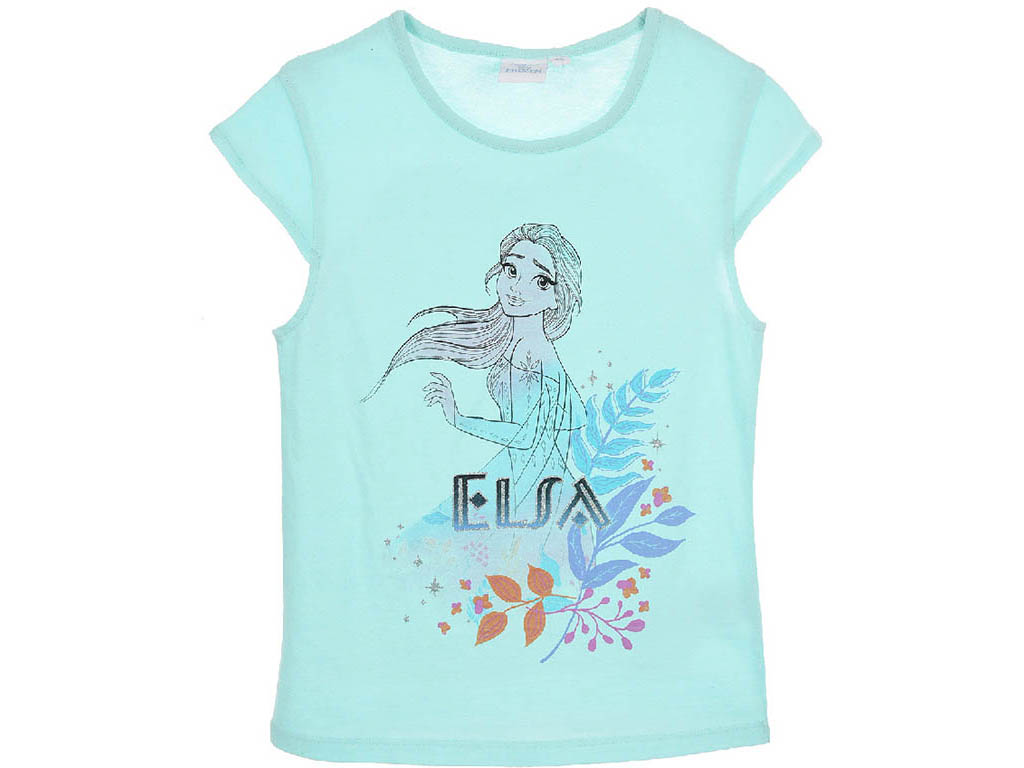 SUN CITY Dětské tričko Frozen Ledové království Elsa třpytivé bavlna tyrkysové Velikost: 128 (8 let)