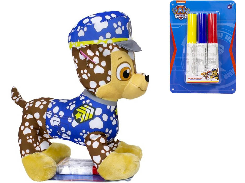 SAMBRO Plyšák Paw Patrol Chase k vymalování 23cm + fixy