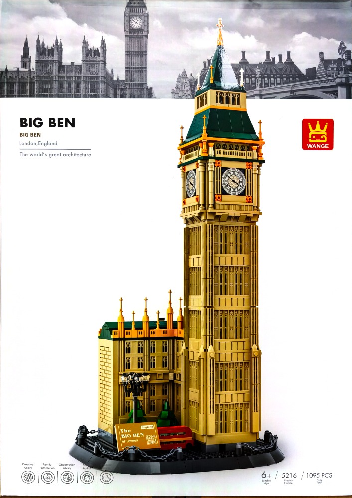 Wange 5216 – Big Ben (Elizabeth Tower) Londýn | 1095 dílků | Architektonická stavebnice
