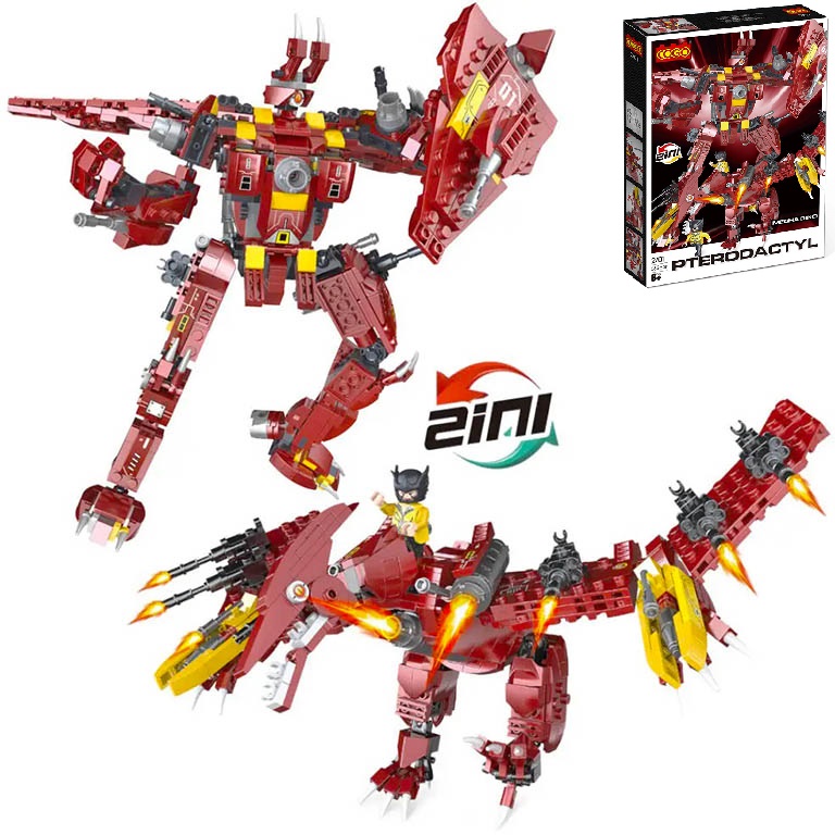 COGO stavebnice Mecha Dino - Transformers Pterodaktyl 2v1 kompatibilní 585 dílů
