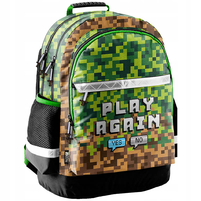 PASO Školní batoh Minecraft Play ergonomický 42cm zelený