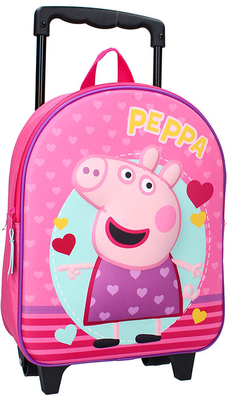 VADOBAG Batoh na kolečkách Prasátko Peppa Together 3D 31cm růžový