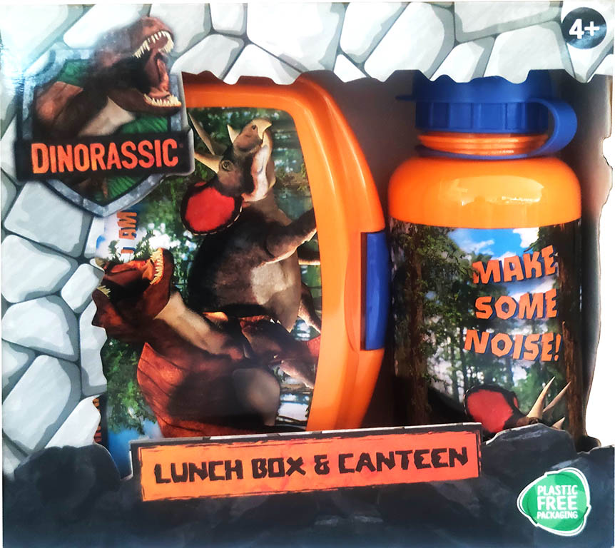 TOYCOMPANY Svačinový set Dinosauři - Box na svačinu a Láhev na pití 400ml - II. jakost Barva: ORANŽOVÁ