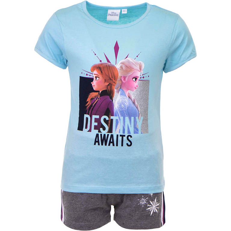 SUN CITY Dívčí tričko kraťasy komplet Frozen Ledové království bavlna tyrkysový Velikost: 104 (4 roky)