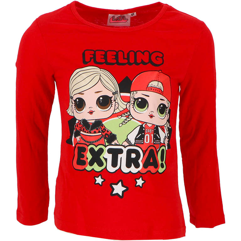 SUN CITY Dívčí tričko L.O.L. Surprise Extra bavlna červené Velikost: 116 (6 let)