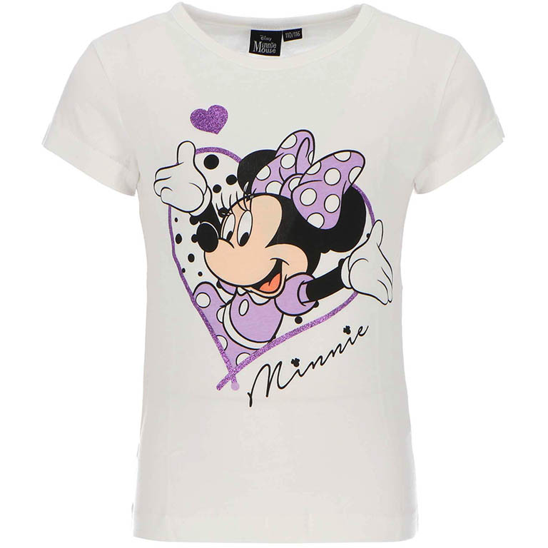 ERVE Dívčí tričko Minnie Mouse bavlna bílé Velikost: 110/116