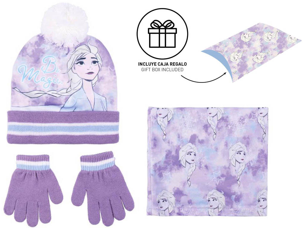 CERDA Souprava čepice, nákrčník, rukavice Frozen Elsa 3ks + dárková krabička