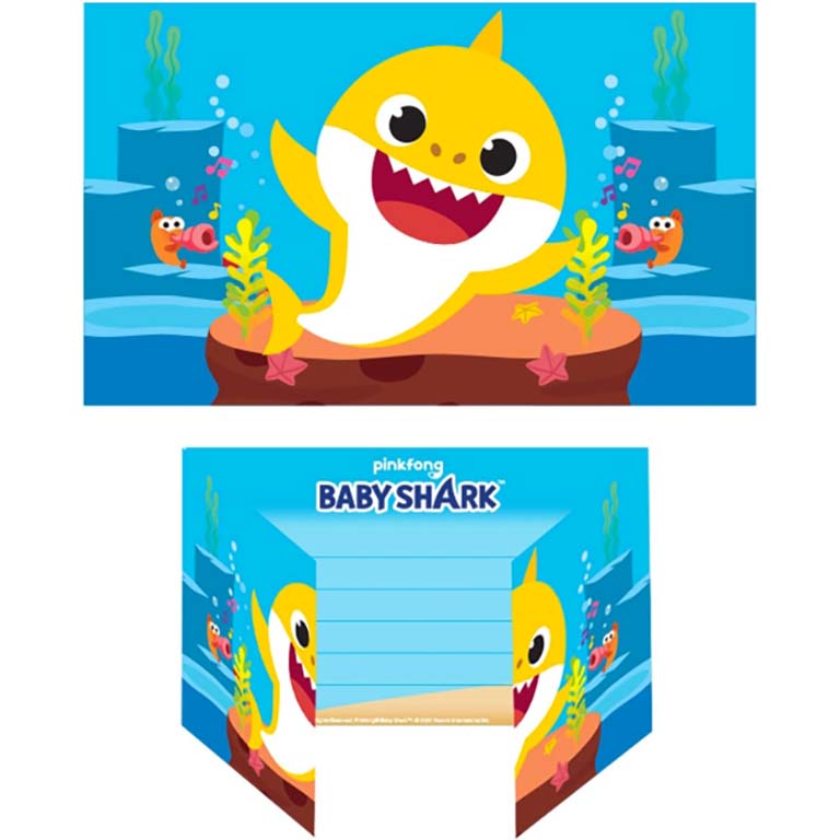AMSCAN Pozvánky na párty Baby Shark 8ks