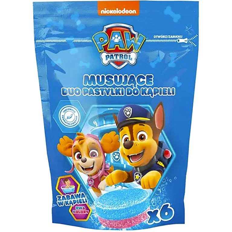 EDG Šumivé dvojbarevné tablety do koupele Paw Patrol 2v1 s ovocnou vůní 6x20g