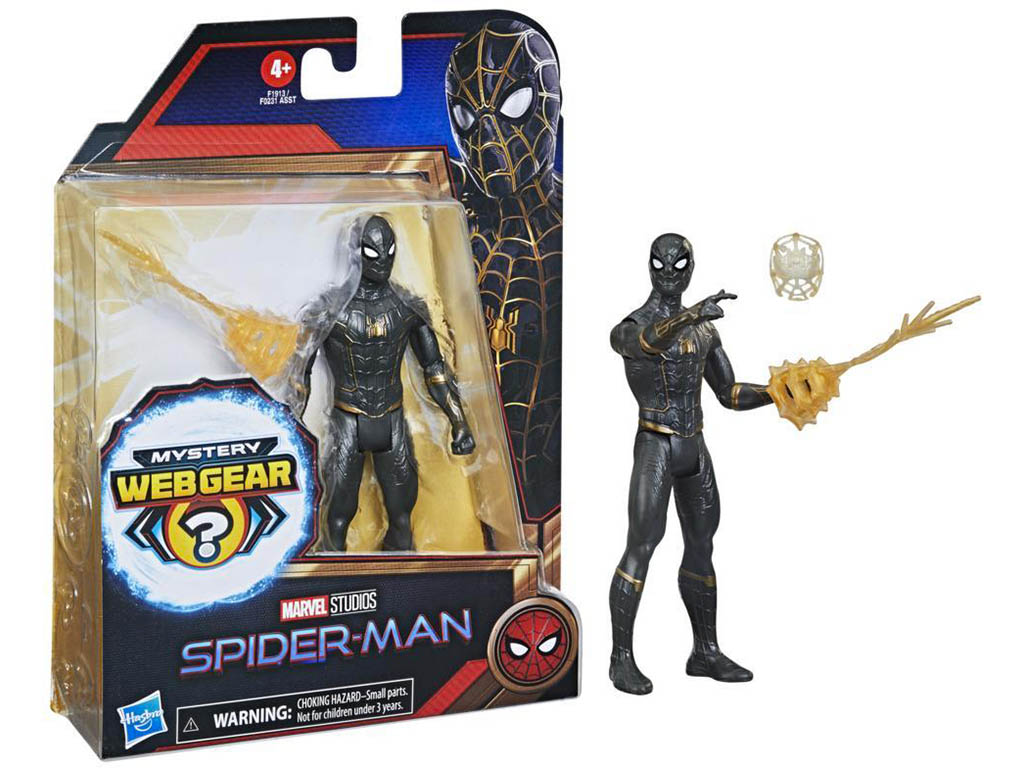 HASBRO Figurka Spiderman Black and gold suit Mystery Web Gear 13cm