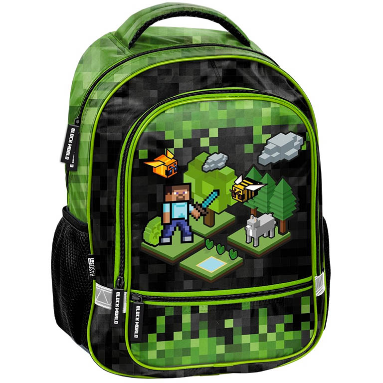 PASO Školní batoh Minecraft Battle ergonomický 38cm zelený