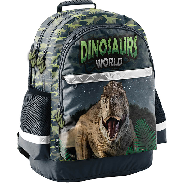 PASO Školní batoh Dinosauři T-Rex ergonomický 42cm černý