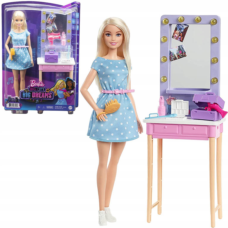 MATTEL Barbie Big City Dreams Malibu a toaletní stolek 29cm