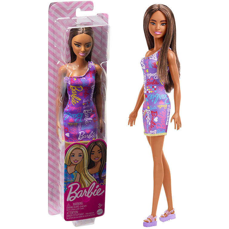 MATTEL Barbie Trendy Brunetka v květovaných šatech 29cm