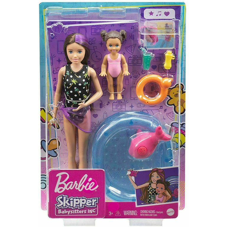 MATTEL Barbie Chůva Skipper s bazénkem 26cm