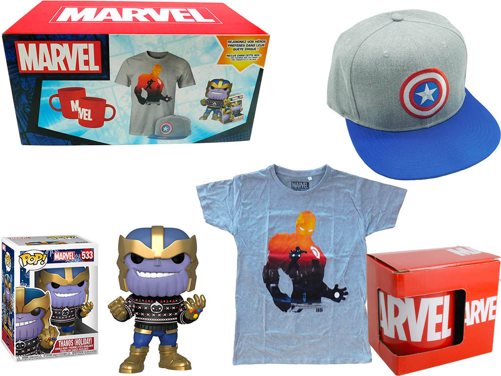 Sběratelský Box - Wootbox s překvapením Marvel - Hrnek, tričko, kšiltovka, figurka Funko POP! 4v1