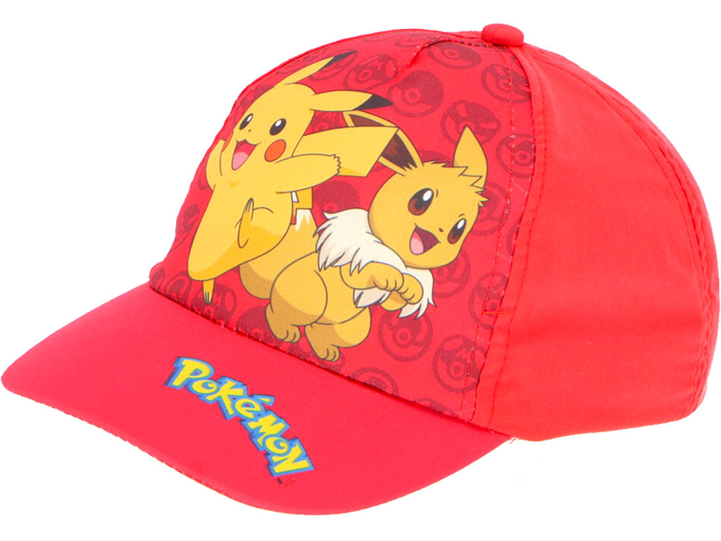 DIFUZED Dětská kšiltovka Pokémon Pikachu a Eevee červená Velikost: 56