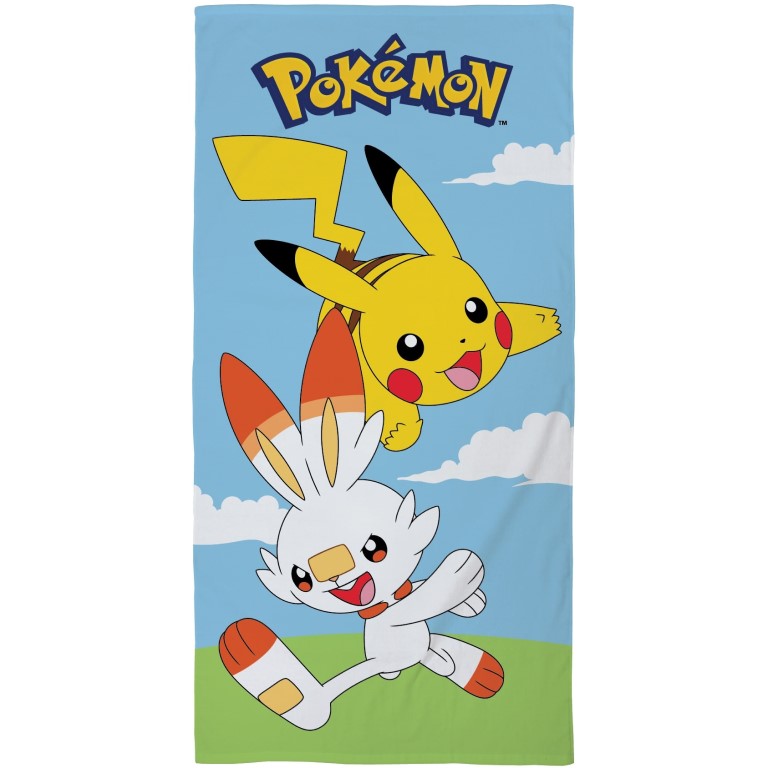 HALANTEX Osuška Pokémon / ručník Pokémon Pikachu a Scorbunny bavlna 70x140