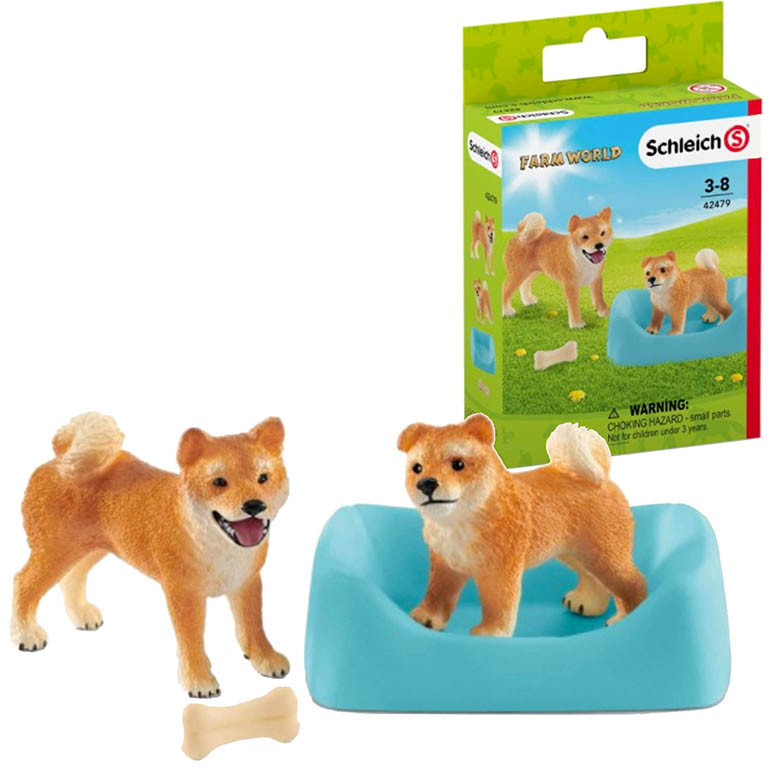 Schleich Fenka a štěně Shiba Inu 42479