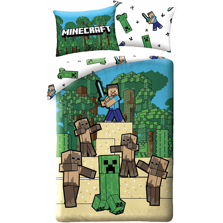 HALANTEX Povlečení Minecraft Creeper a Steve bavlna 140x200 70x90