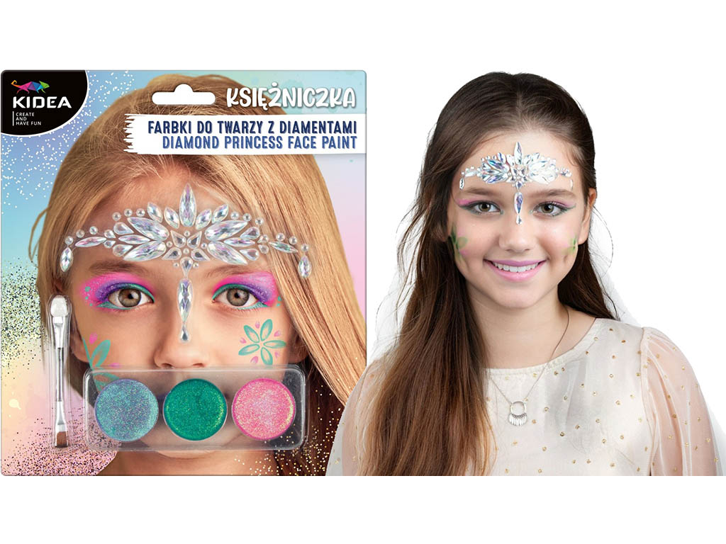 KIDEA Dětský make-up princezna + samolepící diamanty